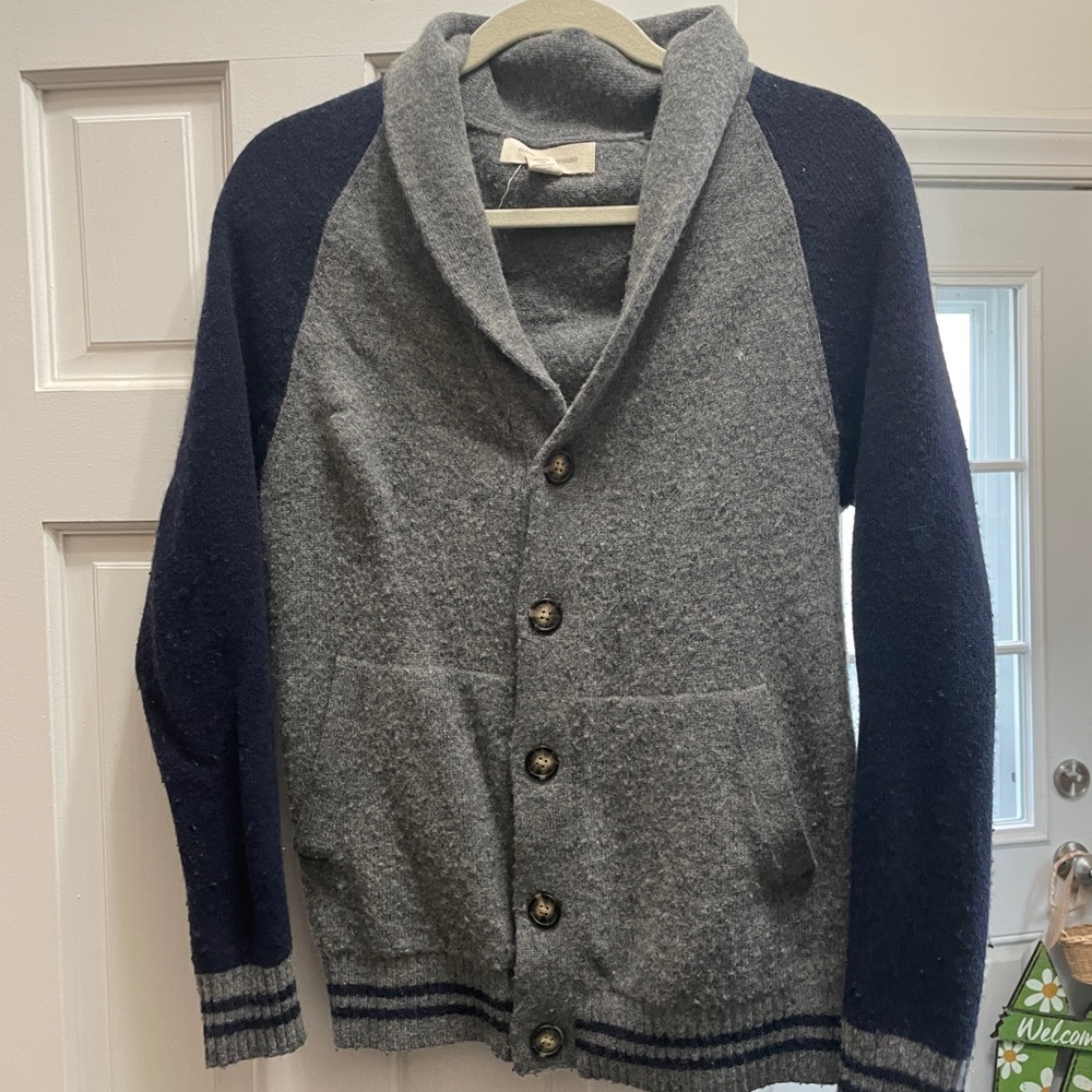 Wool Cardigan (Gray and Blue)